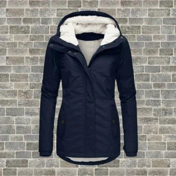 Women's Slim Hooded Parka Jacket - Navy blue