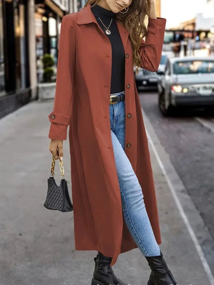 Women's Trench Coat - Red Orange