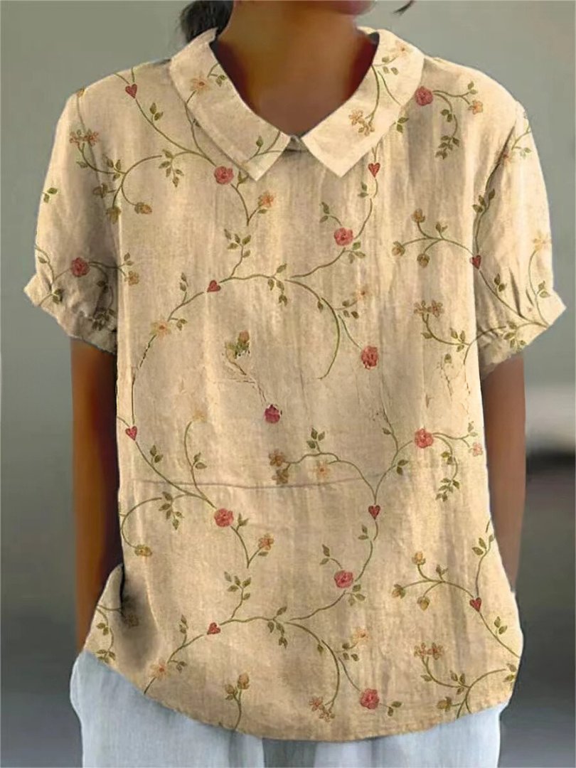 Women's Floral Blouse - Apricot