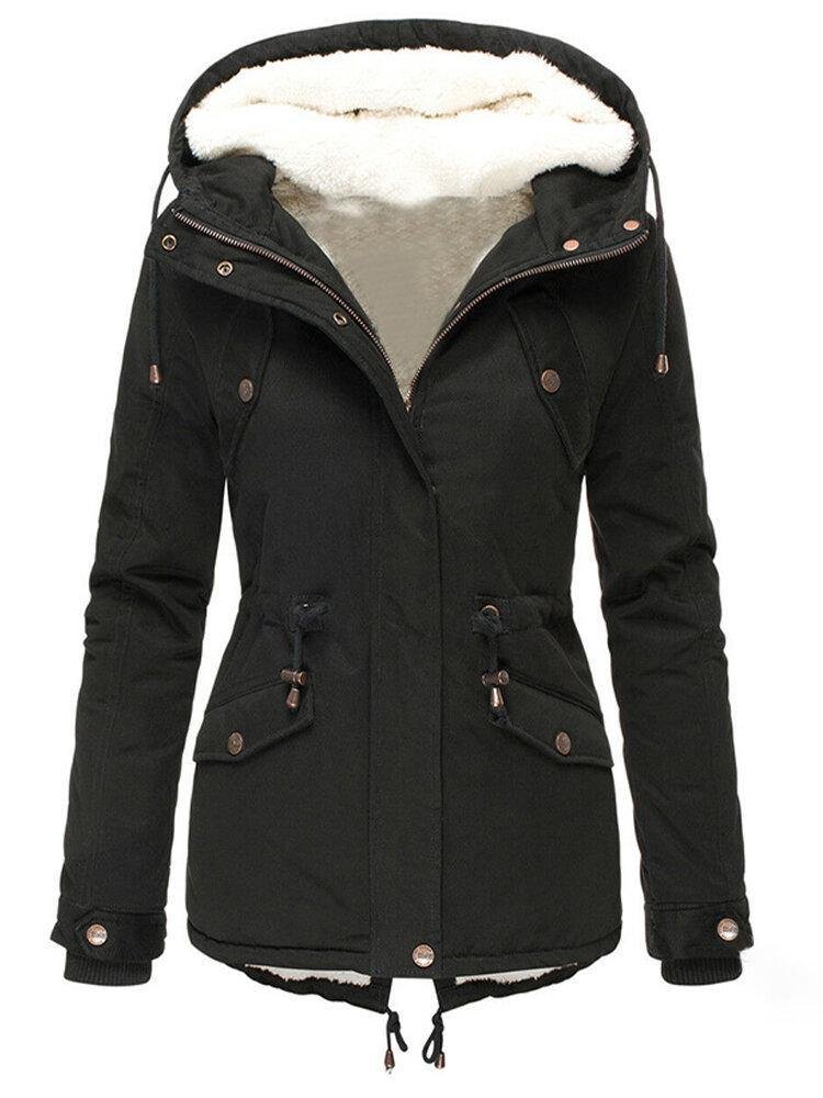Women's Hooded Parka Jacket - Black
