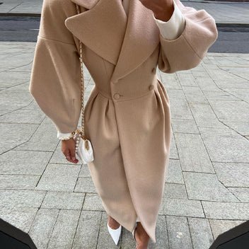 Women's Oversized Wool Wrap Coat - Khaki