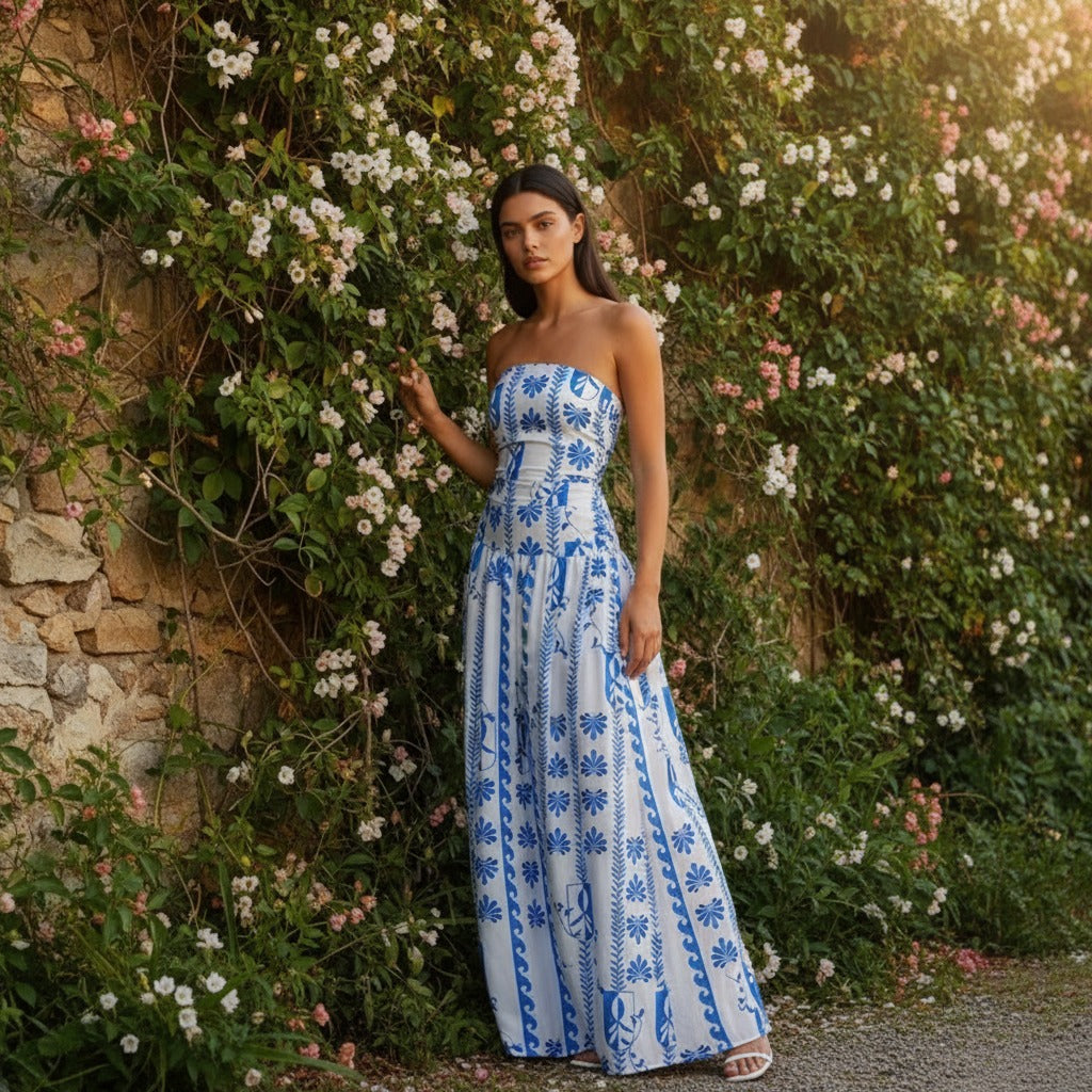 Strapless Floral Maxi Dress
