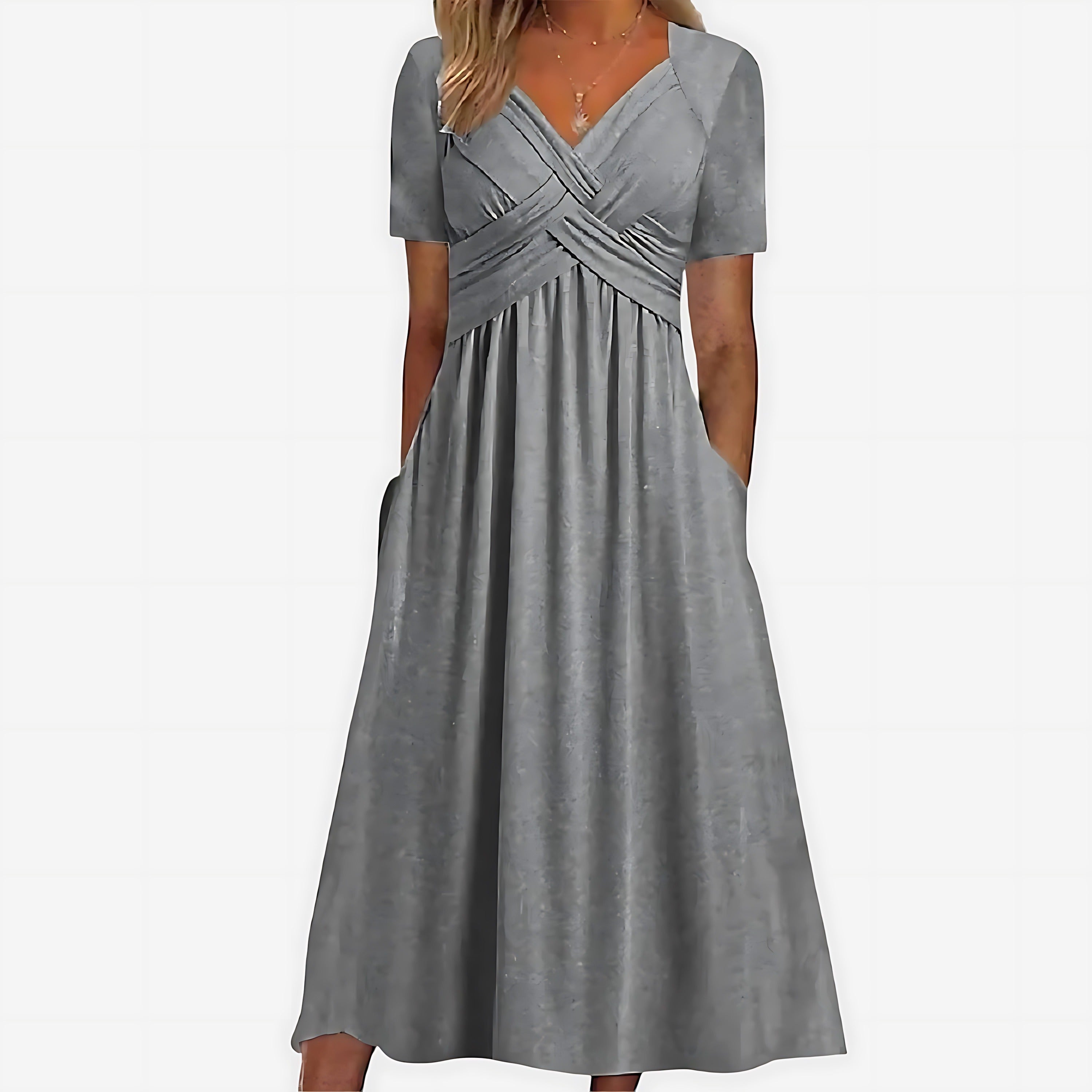 Ruched Empire Waist Midi Dress