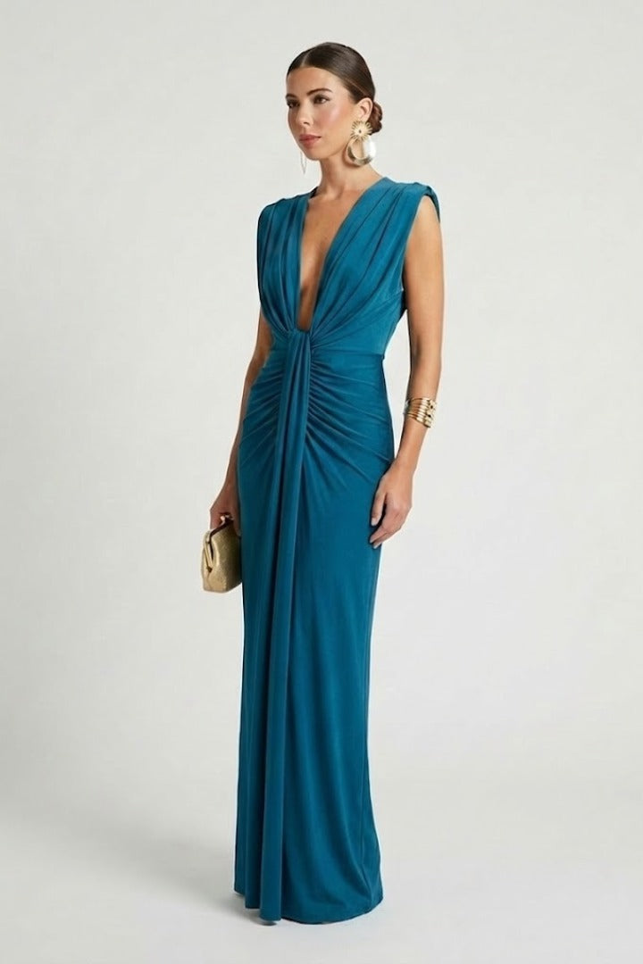 Ruched Evening Maxi Dress