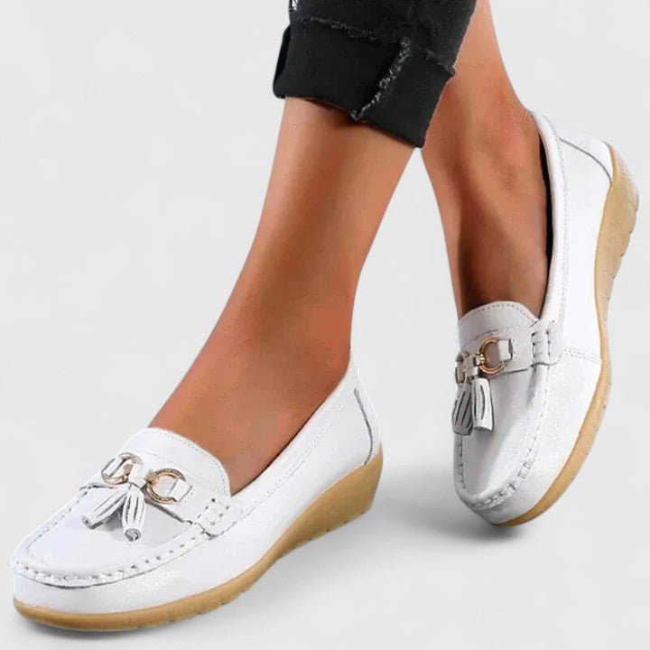 Women's Faux Leather Tassel Loafers - White