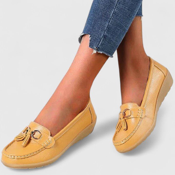 Women's Faux Leather Tassel Loafers - Yellow