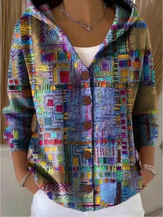 Women's Knit Hooded Cardigan - Purple