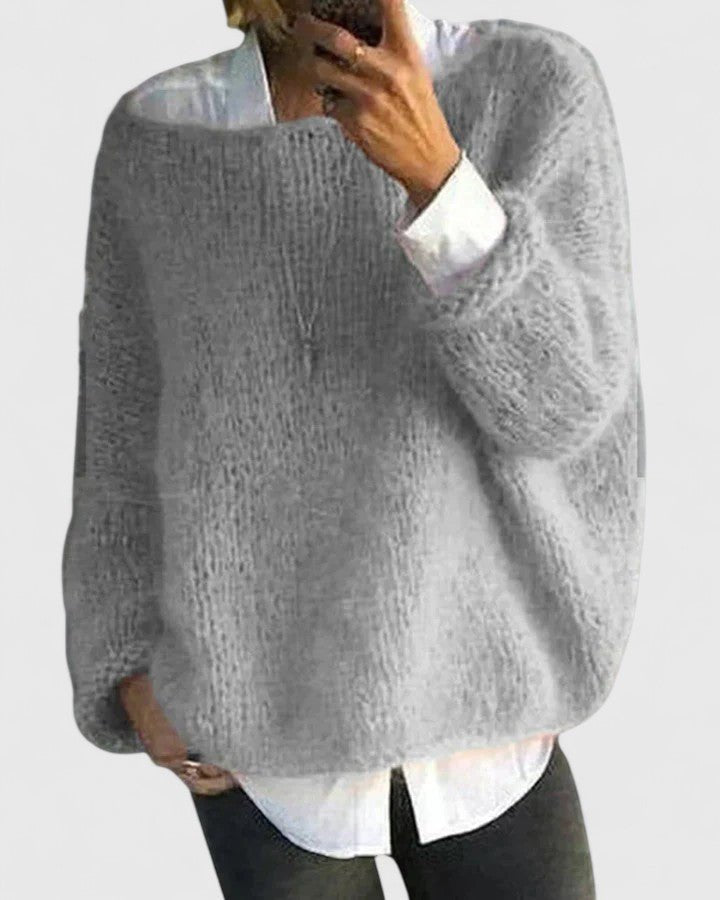 Women's Oversized Off-Shoulder Sweater - Gray