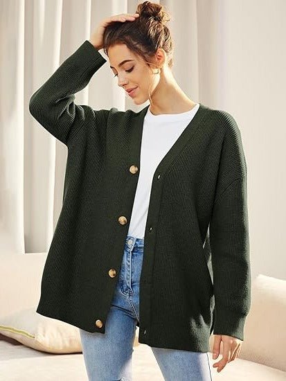 Women's Ribbed V-Neck Cardigan