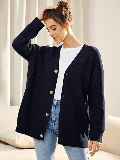 Women's Ribbed V-Neck Cardigan