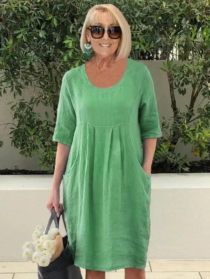 Short Sleeve Shift Dress - Green