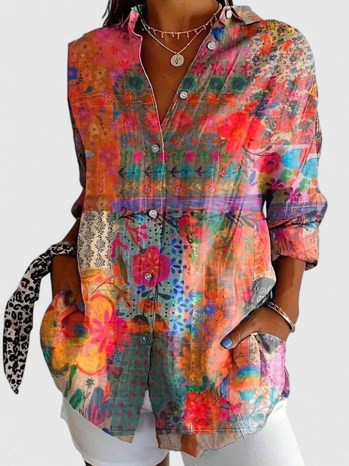 Women's Floral Blouse - Orange