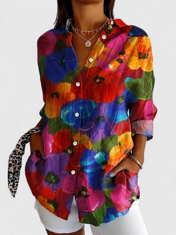 Women's Floral Blouse - Multi-colored 2