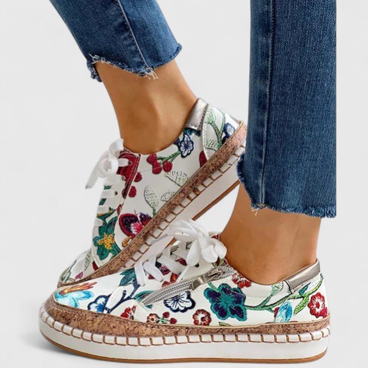 Women's Floral Platform Sneakers - Bella Flora