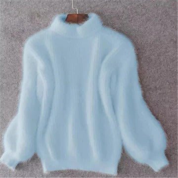 Women's Oversized Knit Turtleneck Sweater - Blue