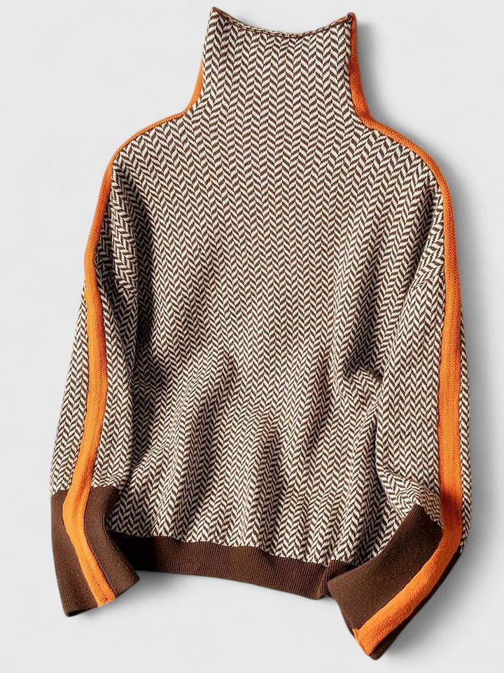 Women's Oversized Wool Turtleneck Sweater - Orange