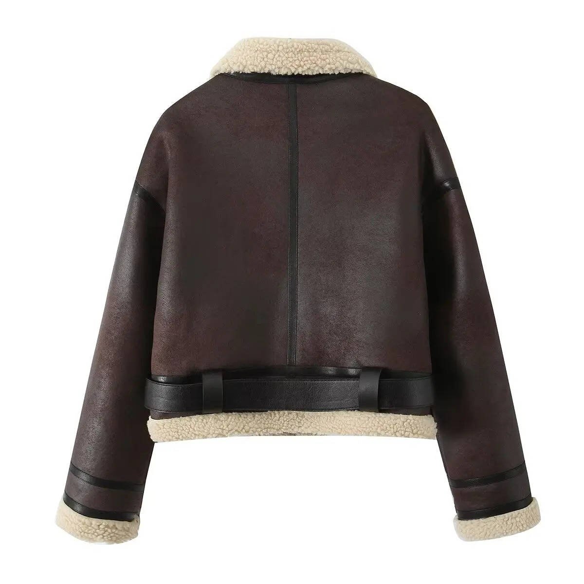 Women's Shearling-Lined Moto Jacket - S