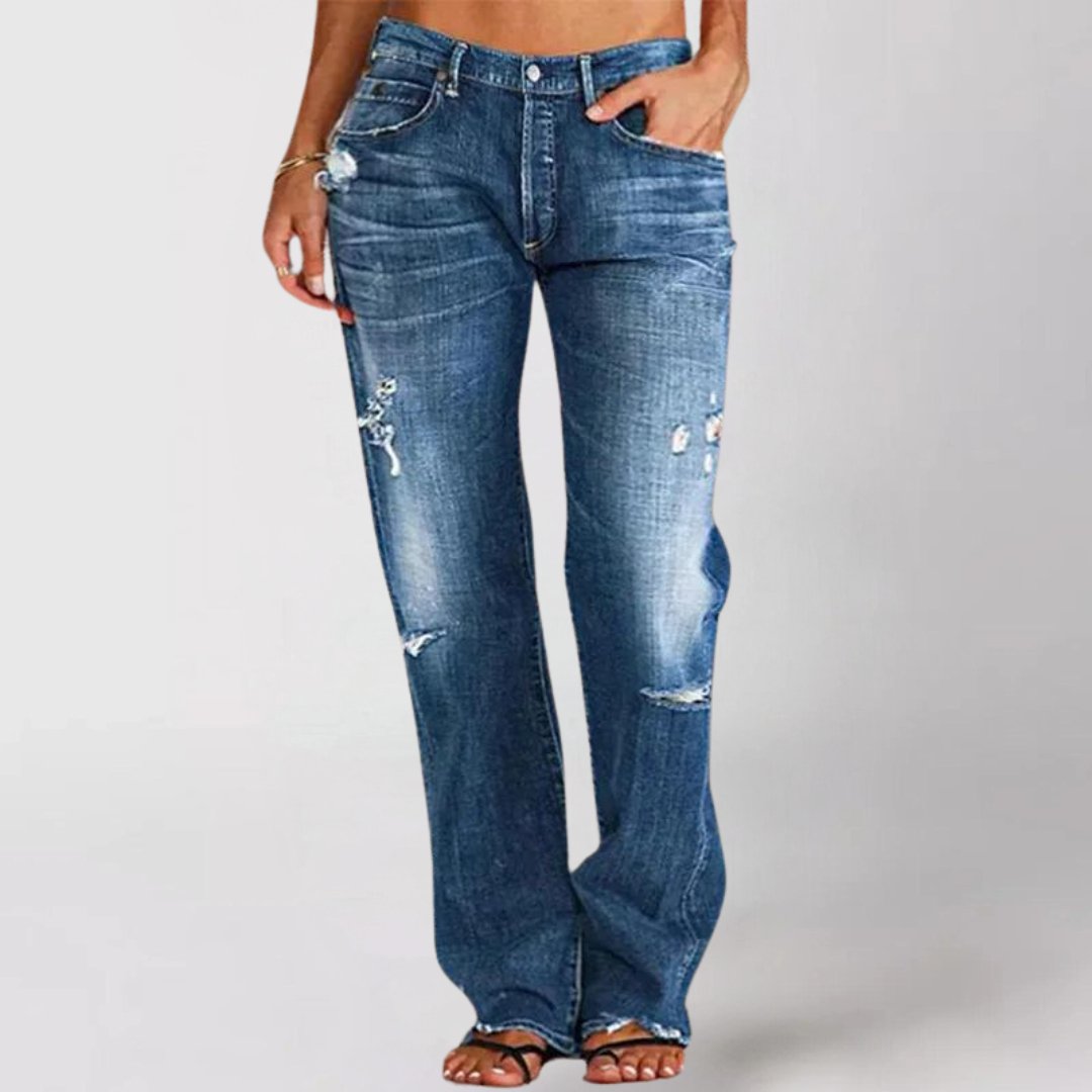 Women's Straight-Leg Jeans - Dark Blue