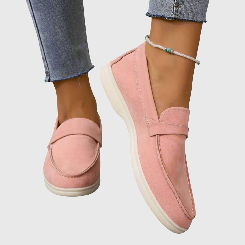 Women's Suede Penny Loafers - Pink