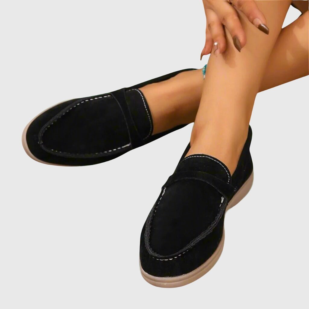 Women's Suede Penny Loafers - Black