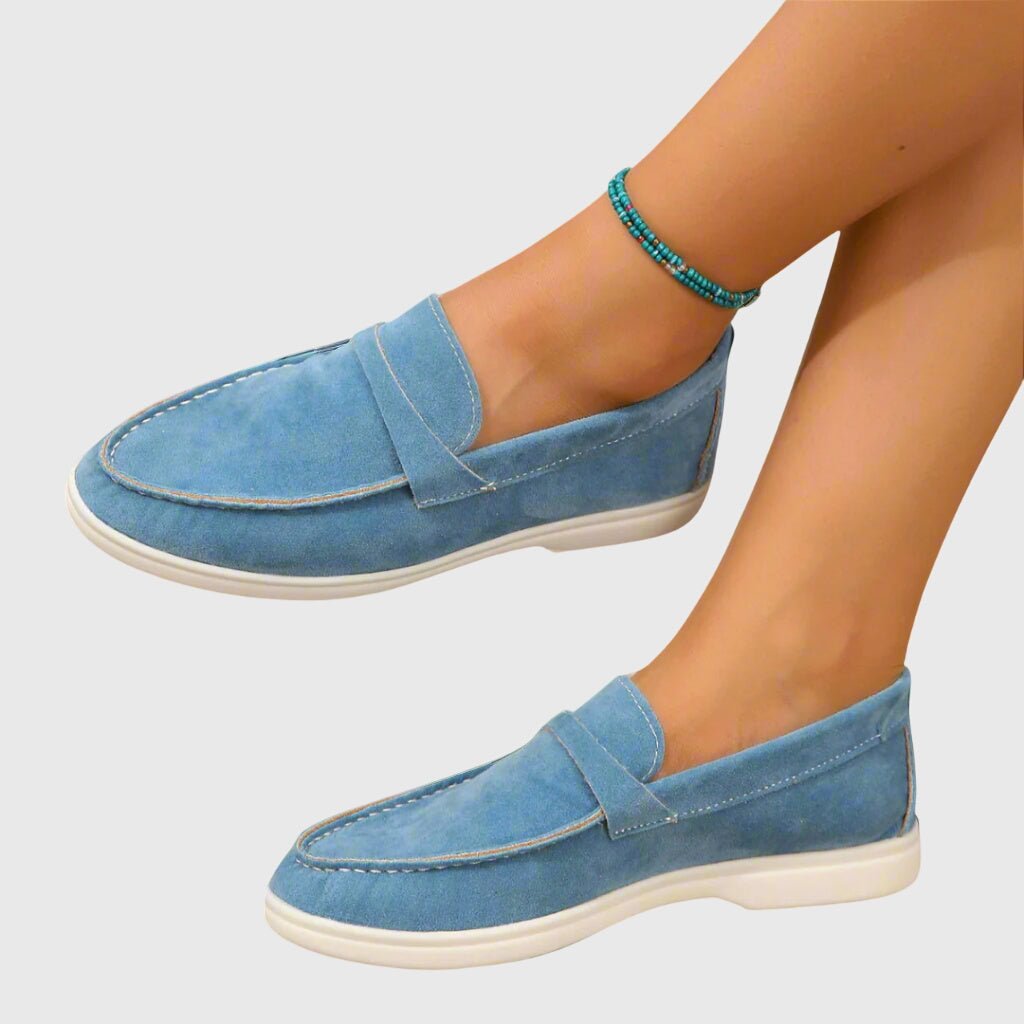 Women's Suede Penny Loafers - Sky Blue