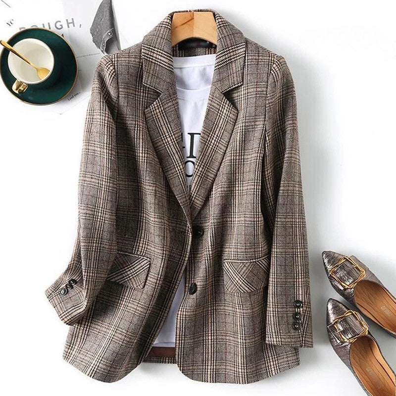 Sienna Women's Checked Wool Blazer 1