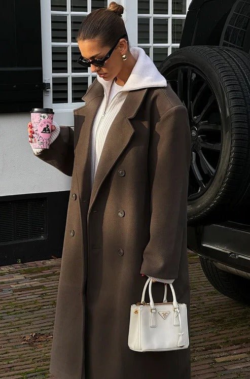 Women's Wool Trench Coat - Brown