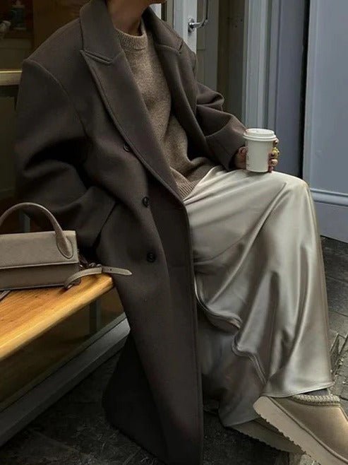 Women's Wool Trench Coat - Gray