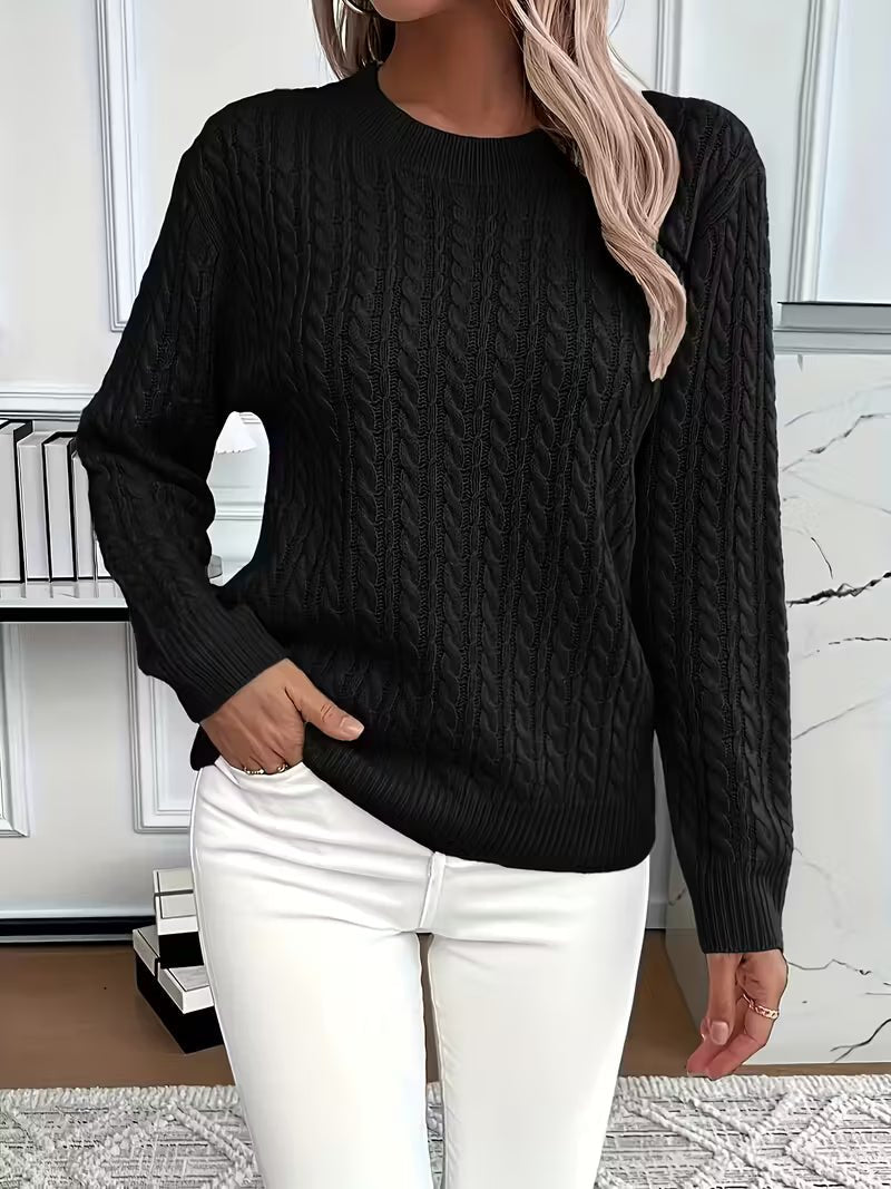 Women's Cable Knit Sweater - Black