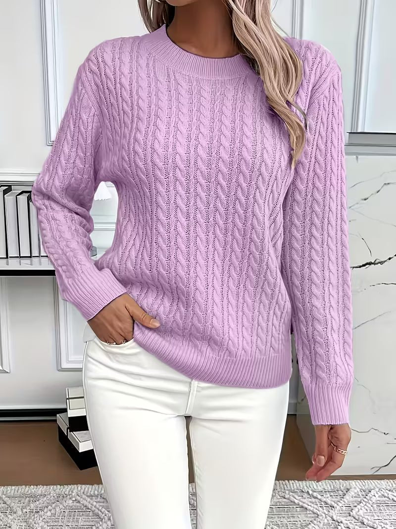 Women's Cable Knit Sweater - Purple
