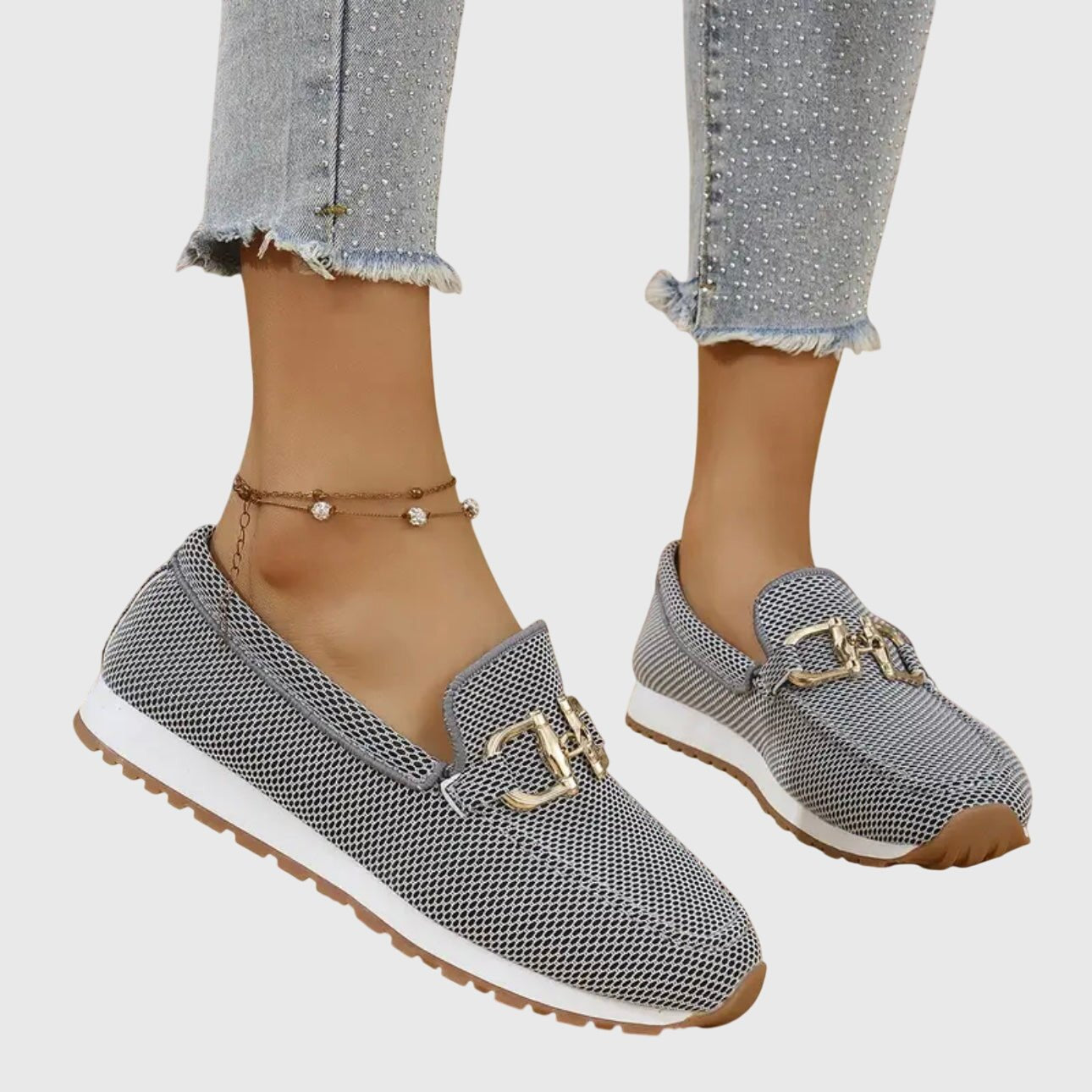 Women's Knit Platform Loafers - Gray