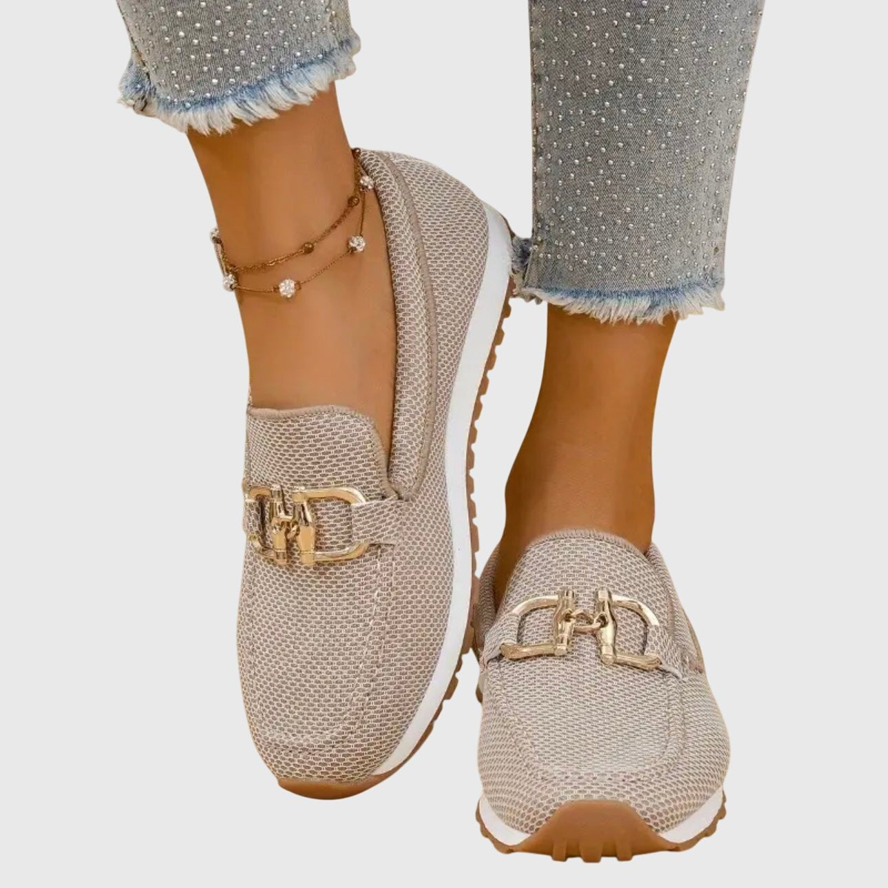 Women's Knit Platform Loafers - Beige