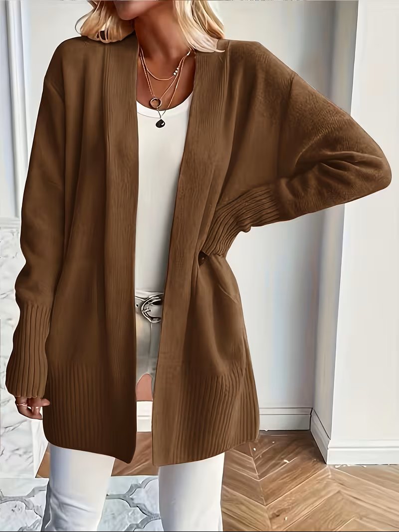 Women's Oversized Knit Cardigan - Coffee Brown