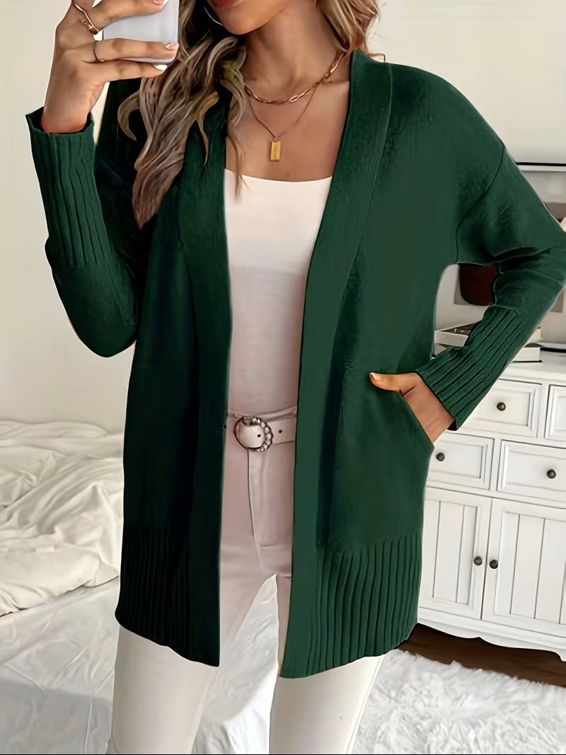Women's Oversized Knit Cardigan - Dark Green
