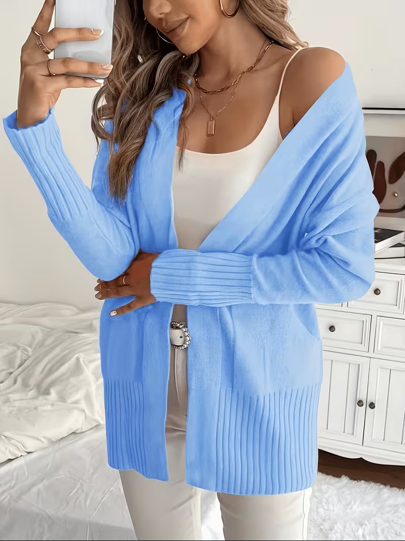 Women's Oversized Knit Cardigan - Vibrant Blue