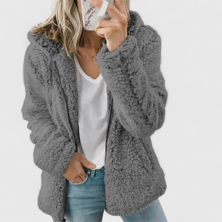Women's Oversized Sherpa Jacket - Dark Gray