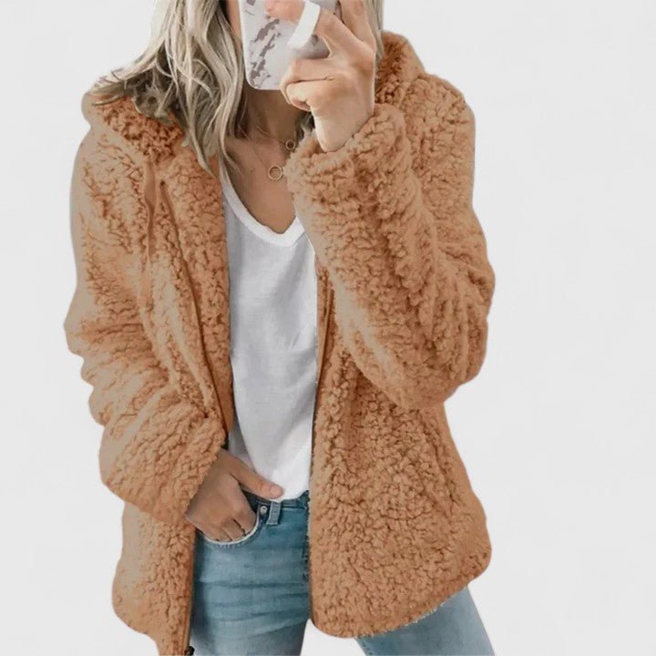 Women's Oversized Sherpa Jacket - Coffee