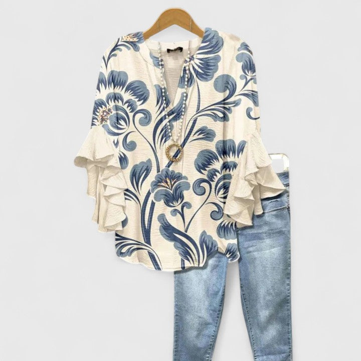 Sophie Women's Floral Ruffle Sleeve Blouse 1