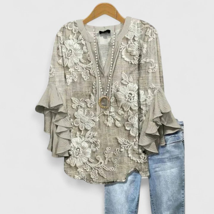 Sophie Women's Floral Ruffle Sleeve Blouse 2