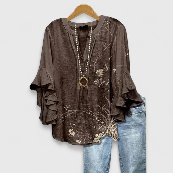 Sophie Women's Floral Ruffle Sleeve Blouse 4