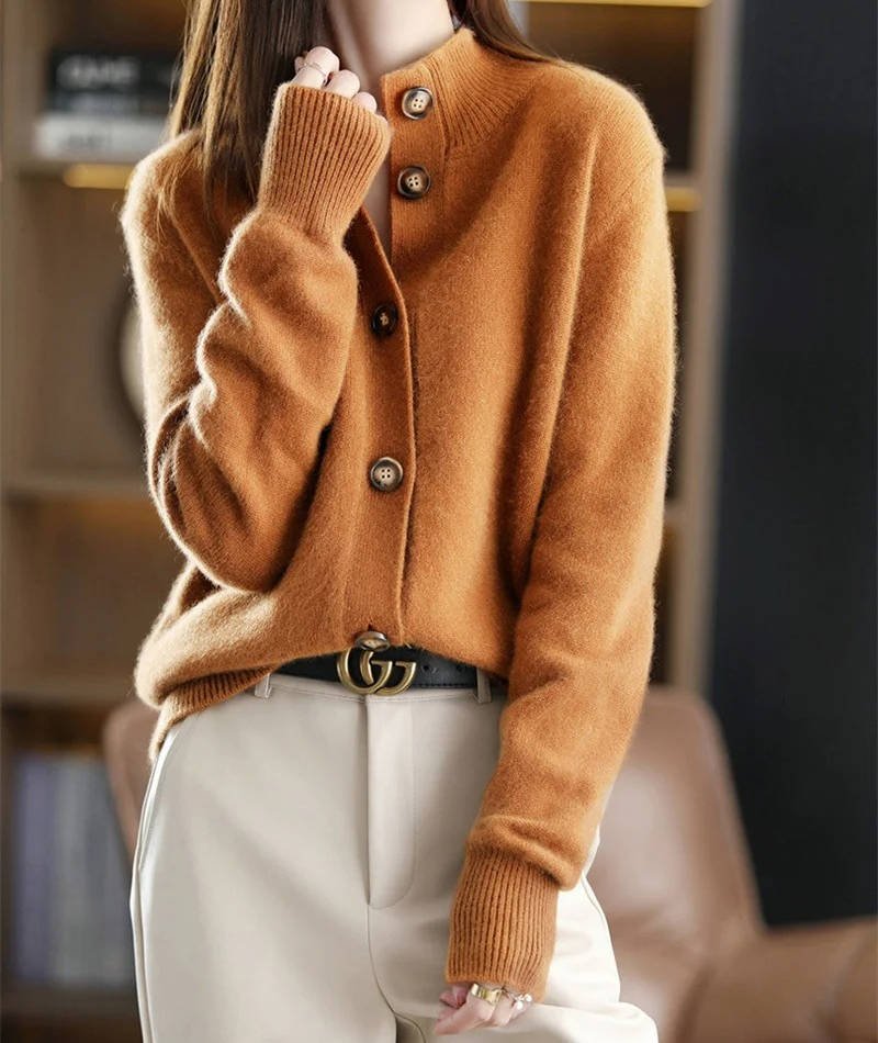 Women's Wool Cardigan - Orange