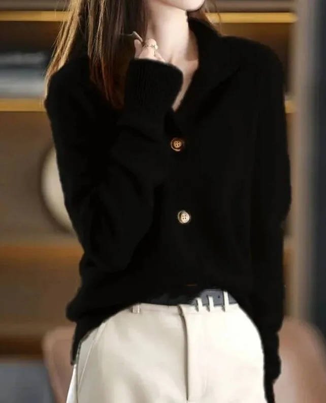 Women's Wool Cardigan - Black