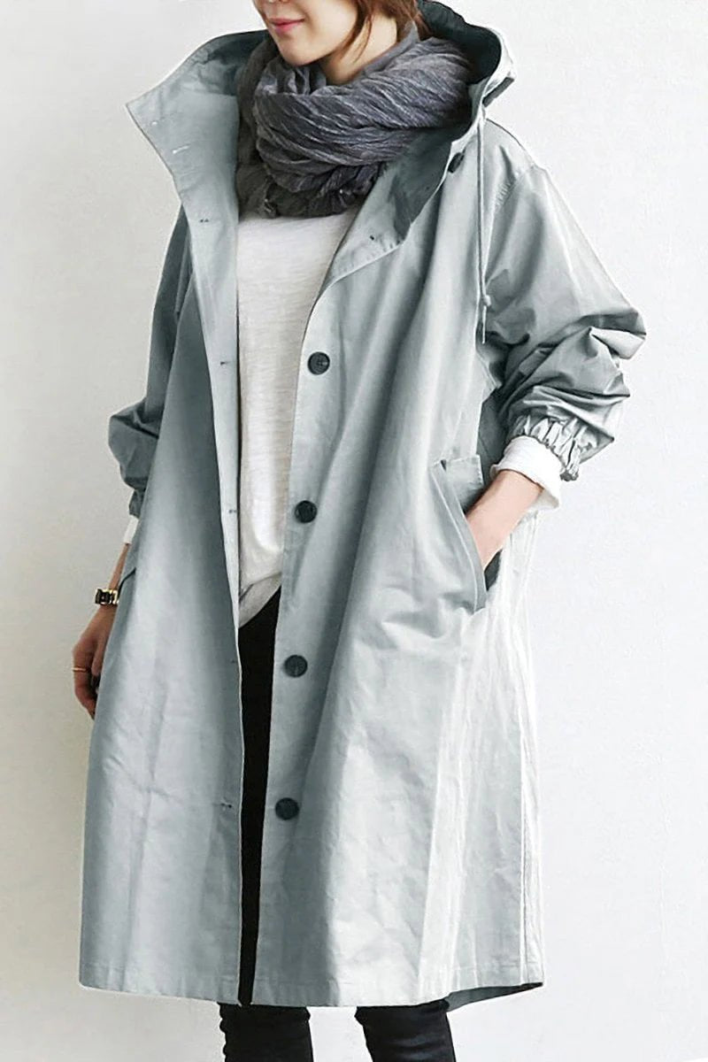 Women's Oversized Midi Trench Coat - Gray