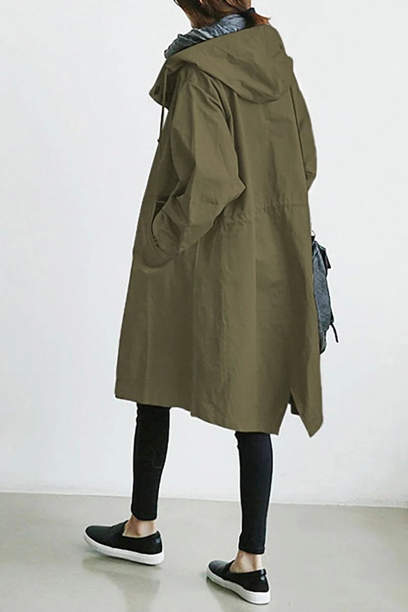 Women's Oversized Midi Trench Coat - Army Green