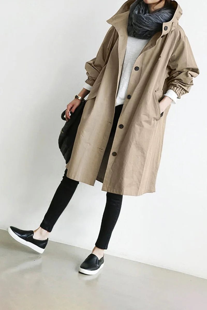 Women's Oversized Midi Trench Coat - Beige