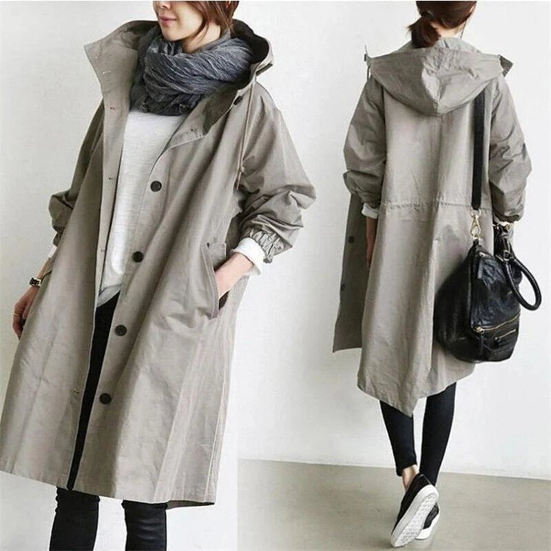 Women's Oversized Midi Trench Coat - Apricot