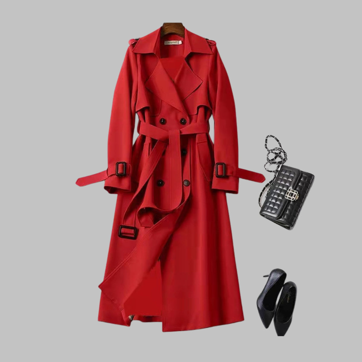 Women's Trench Coat - Red