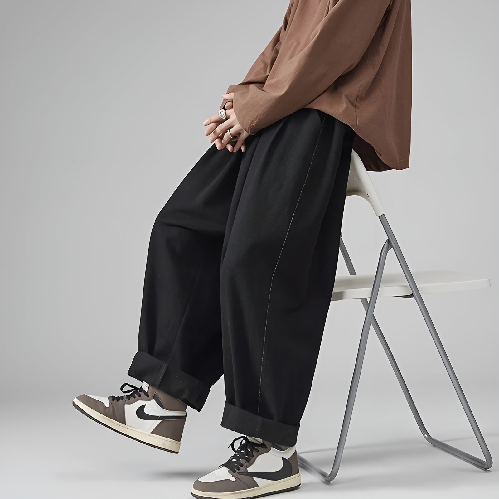 Theodore Men's Wide Leg Cotton Trousers 5