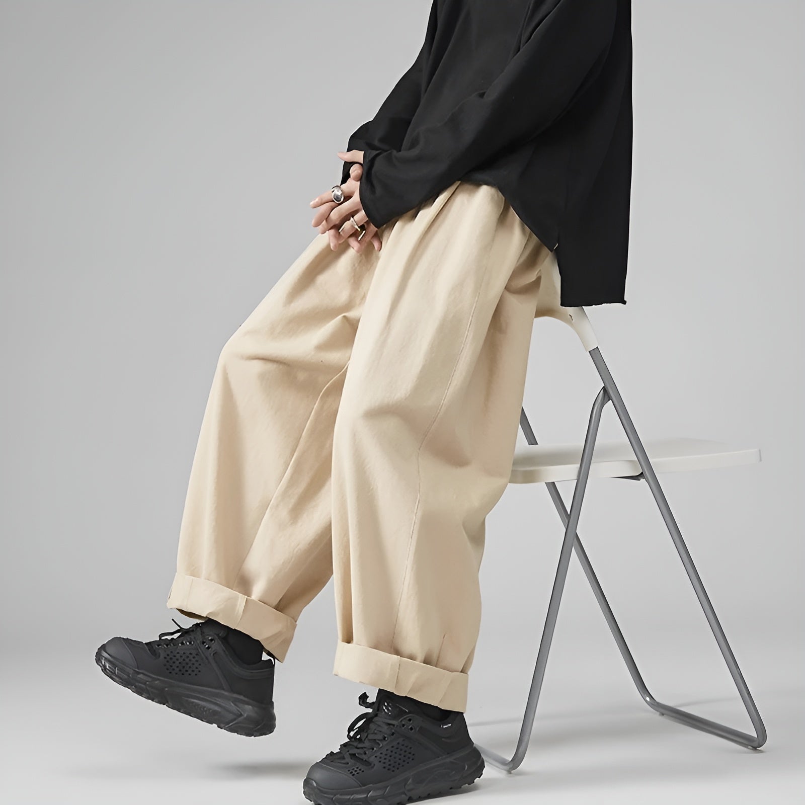 Theodore Men's Wide Leg Cotton Trousers 7