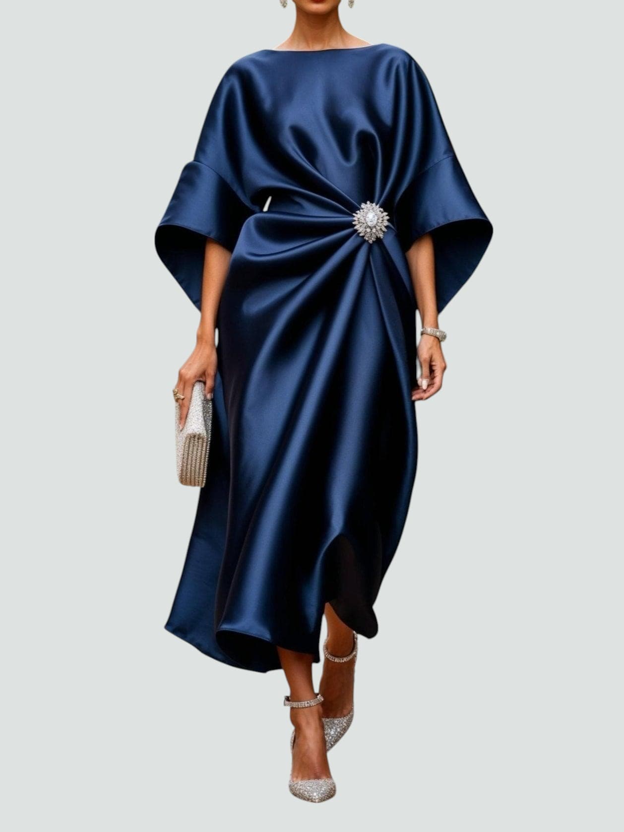 Victoria Women's Satin Wrap Midi Dress 1